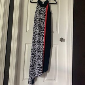 WHBM Asymmetrical Colorblock Chevron Dress Size 2
